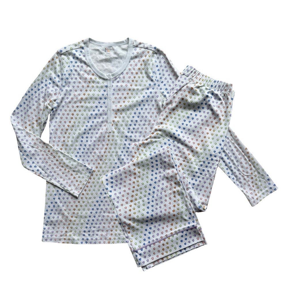 New ROLLER RABBIT Rainbow Hearts Pajama Set Sz XXS